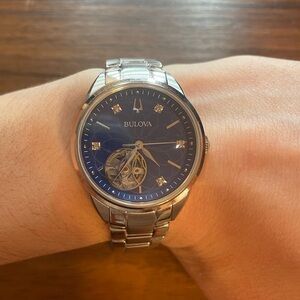 Bulova Ladies Automatic Diamond Skeleton Dial Watch